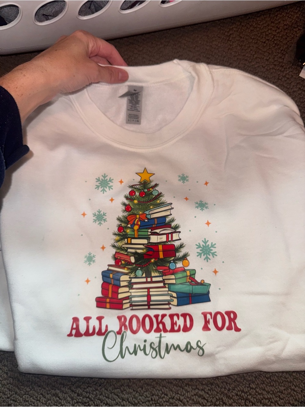 Gildan White "All Booked for Christmas" Kids Graphic Sweatshirt